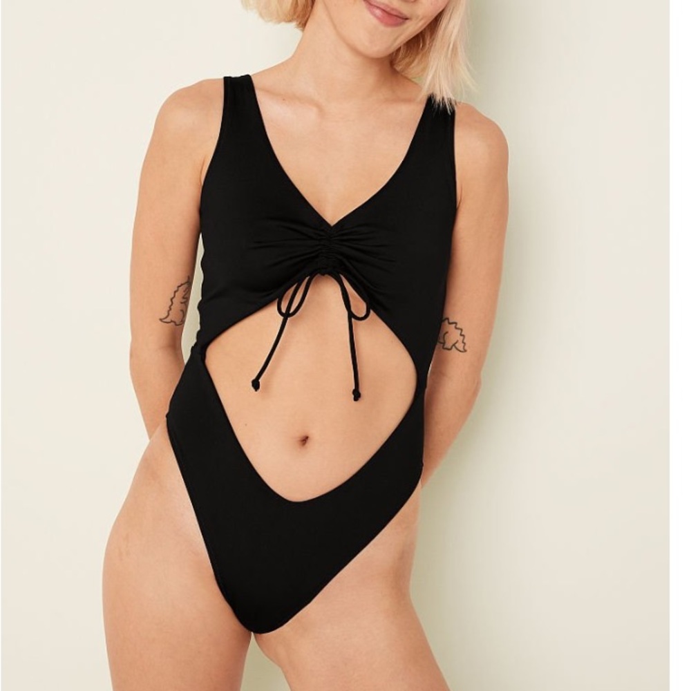 PINK Ruched Front One-piece